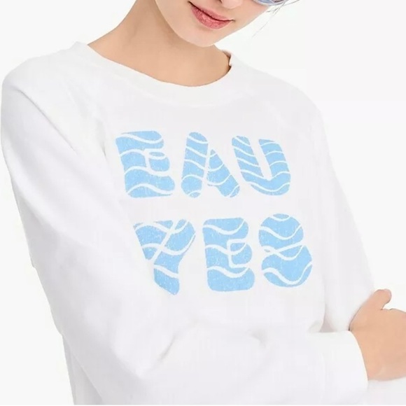 J.Crew x Charity:‎ Water "Eau Yes" Crewneck Sweatshirt in White, Size XS - Picture 8 of 12